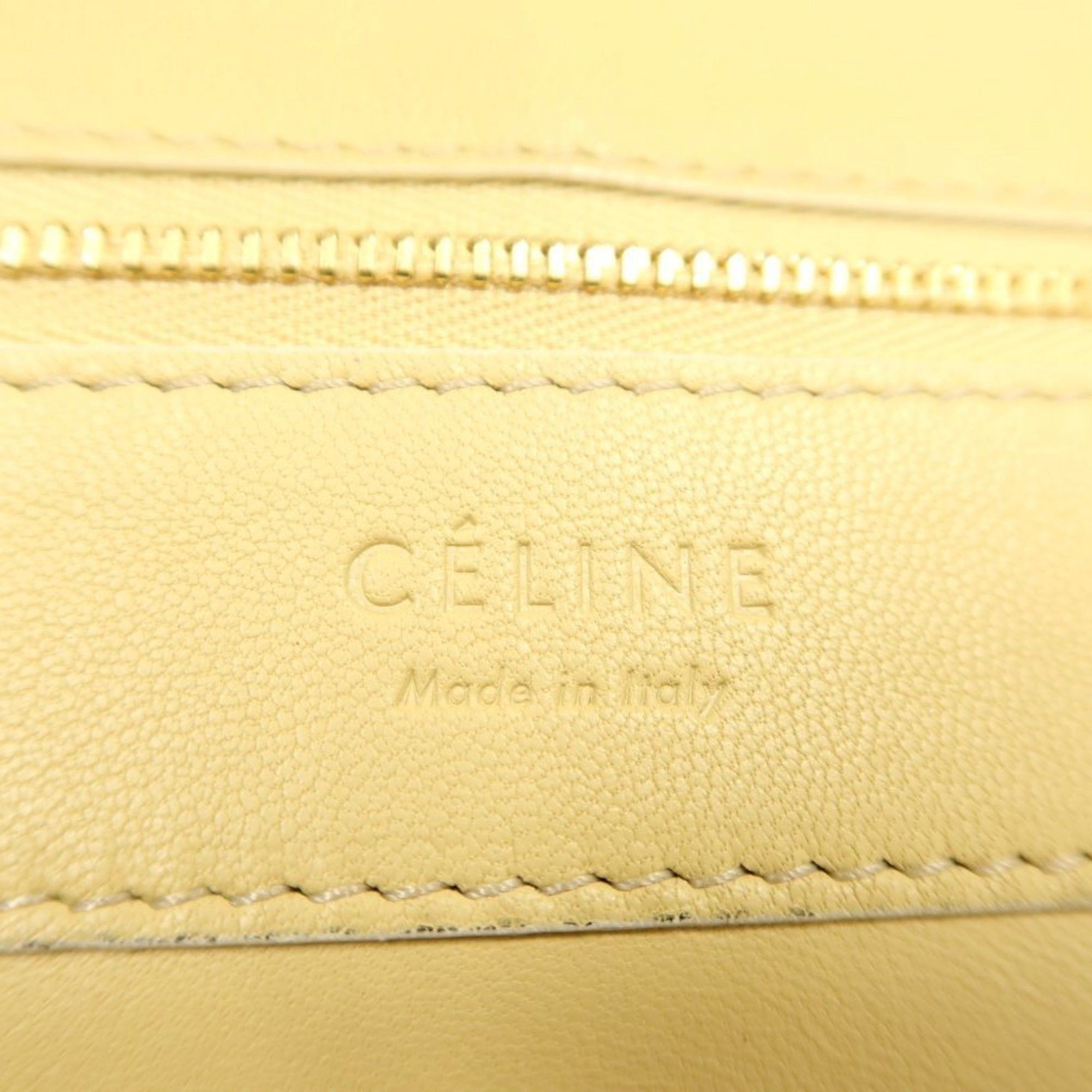 Celine CELINE Tote Bag Horizontal Cabas - Cream Yellow Blue Calf Leather Men's Women's Size ONE SIZE - 10 Thumbnail