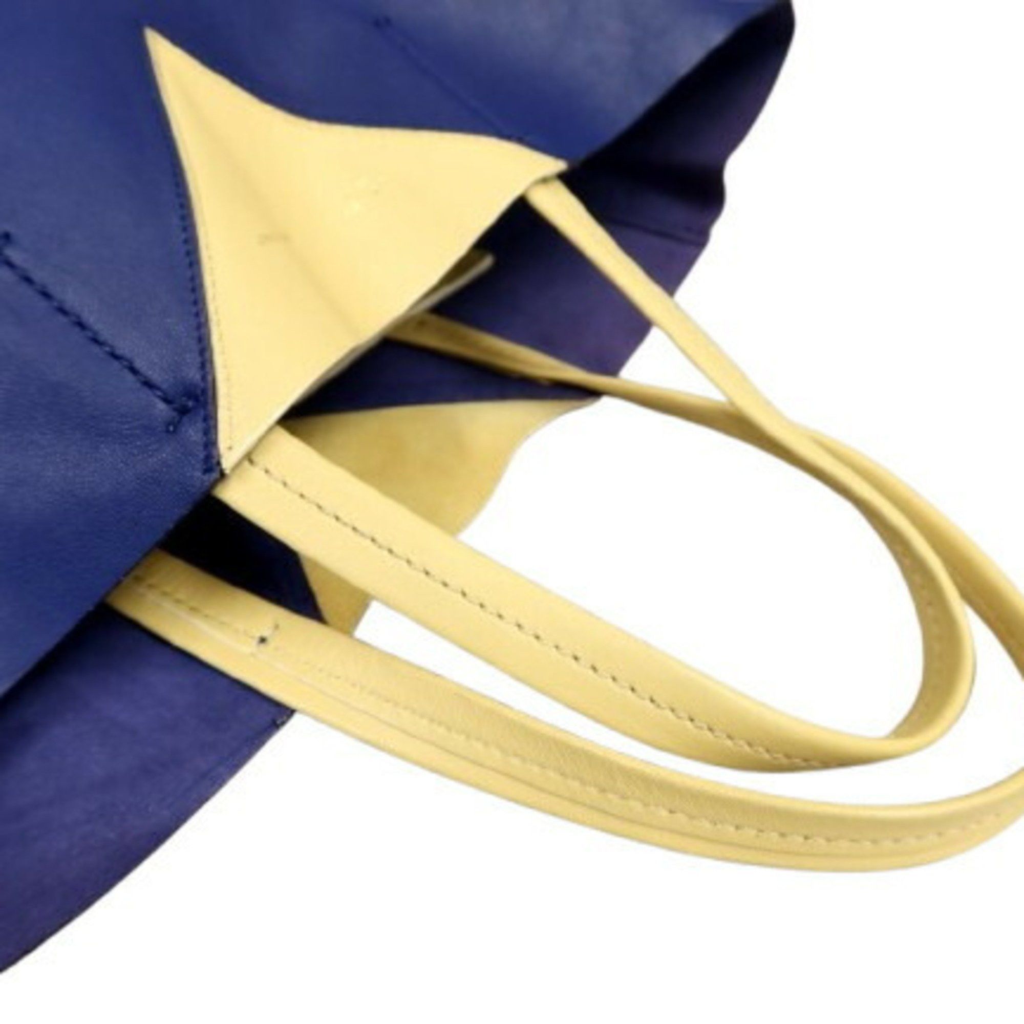 Celine CELINE Tote Bag Horizontal Cabas - Cream Yellow Blue Calf Leather Men's Women's Size ONE SIZE - 5 Thumbnail