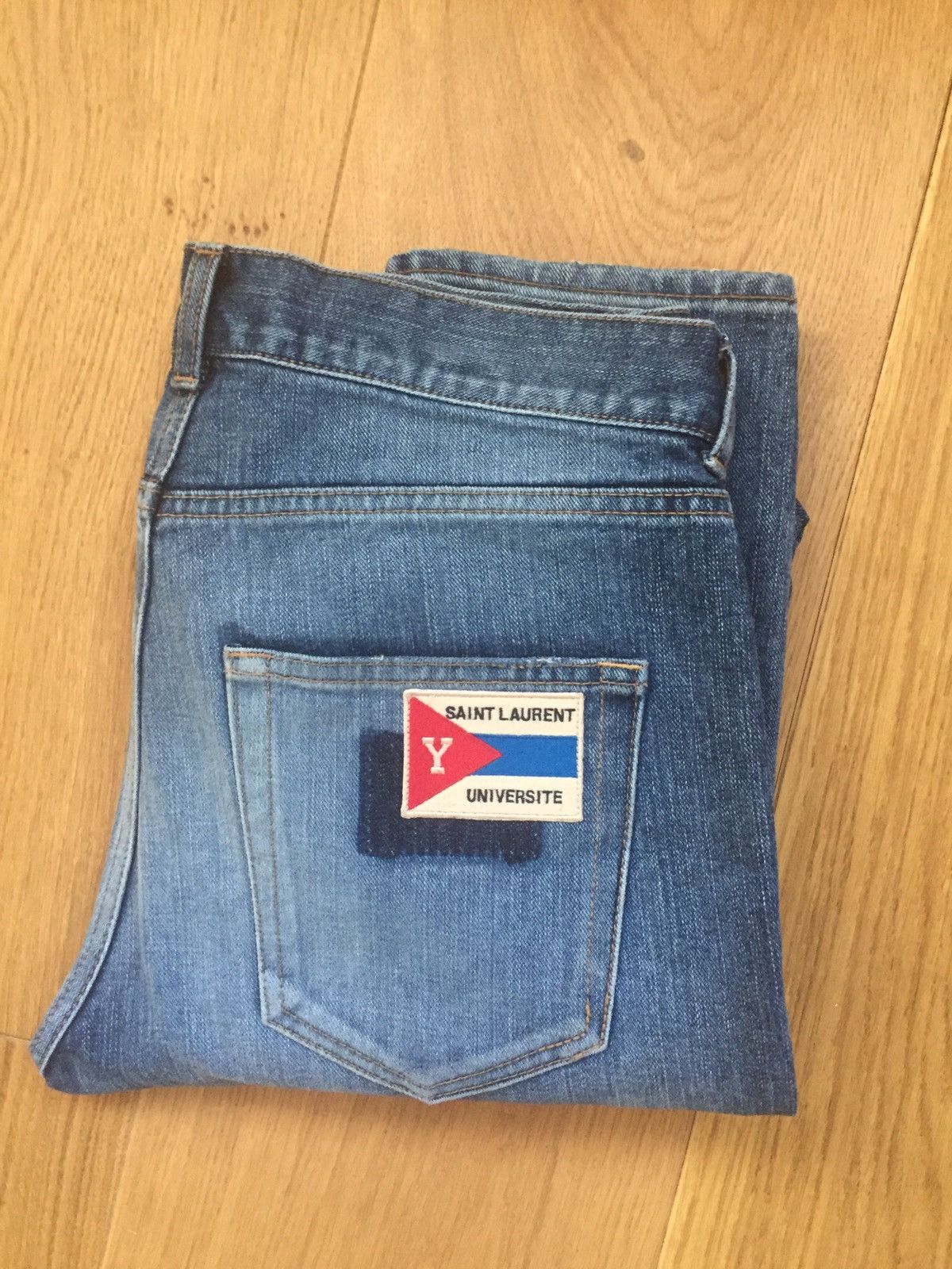 Saint Laurent Paris Saint Laurent université Patch Skinny Jeans D02 Size US 30 / EU 46 - 3 Thumbnail