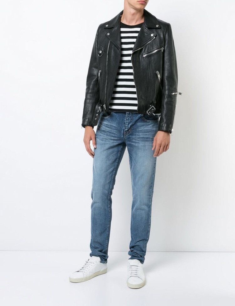 Saint Laurent Paris Saint Laurent université Patch Skinny Jeans D02 Size US 30 / EU 46 - 2 Thumbnail