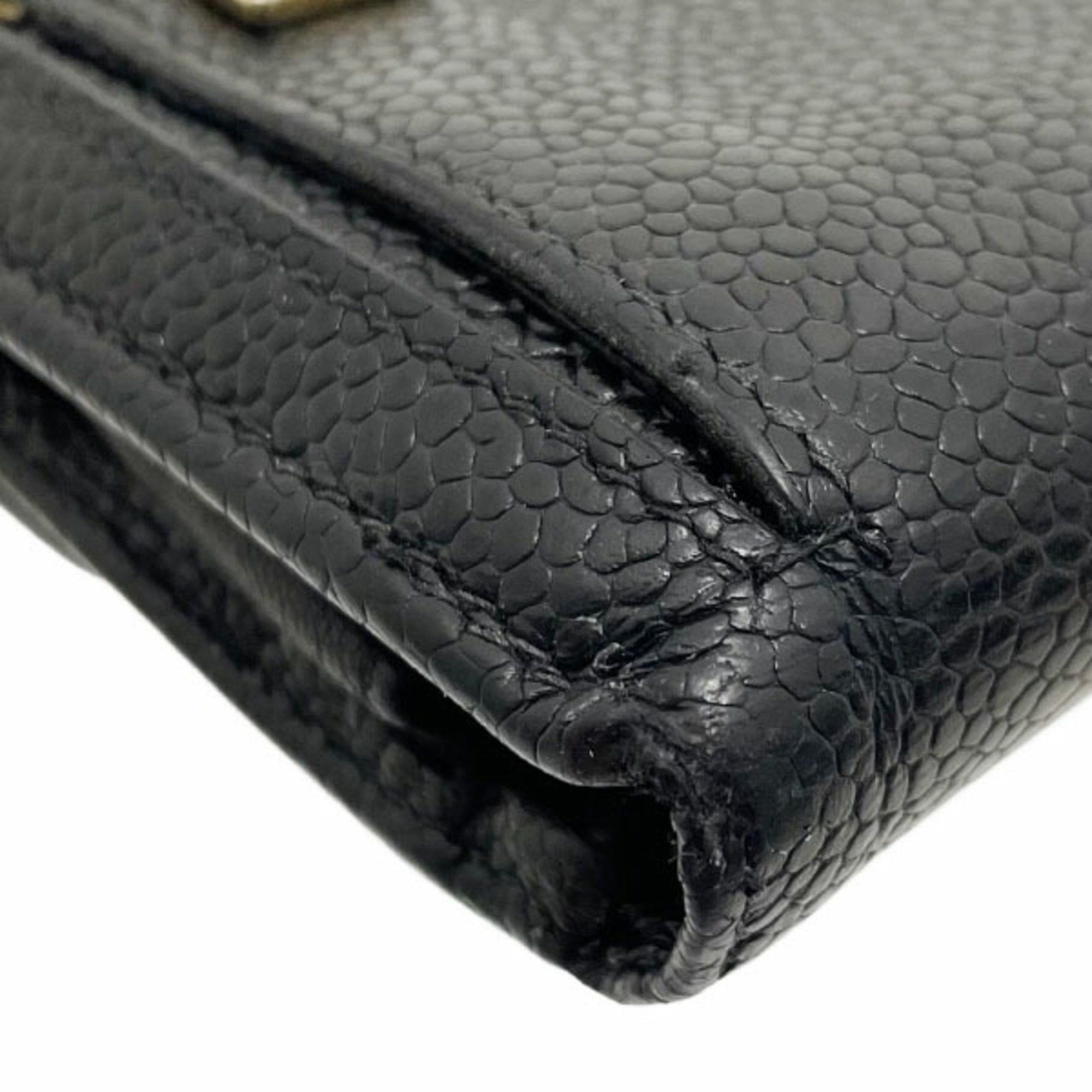 Chanel Chanel Wallet Coco Mark Tri-fold Caviar Skin Leather Black CHANEL CC Women's RR-14409 Size ONE SIZE - 5 Thumbnail