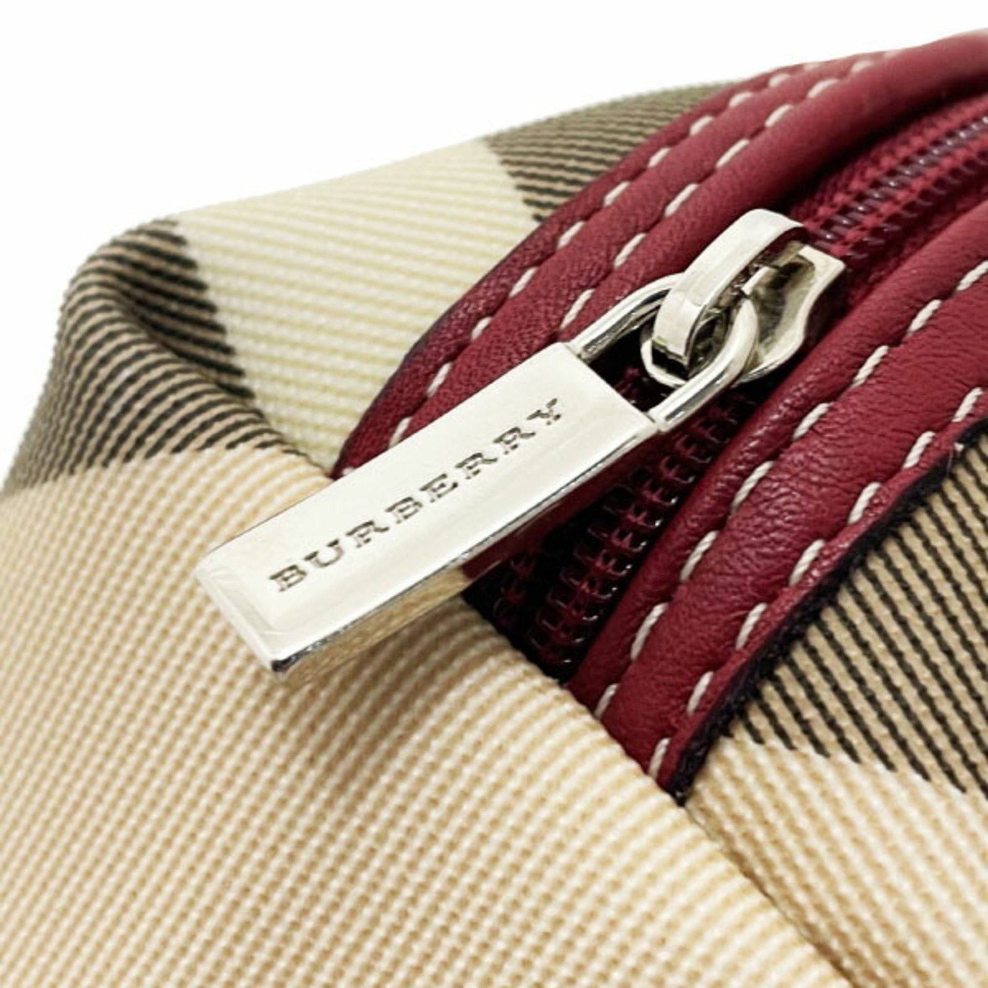 Burberry Burberry London Pouch Check PVC Beige Multicolor Red BURBERRY LONDON Pattern Tick NN-14903 Size ONE SIZE - 5 Thumbnail