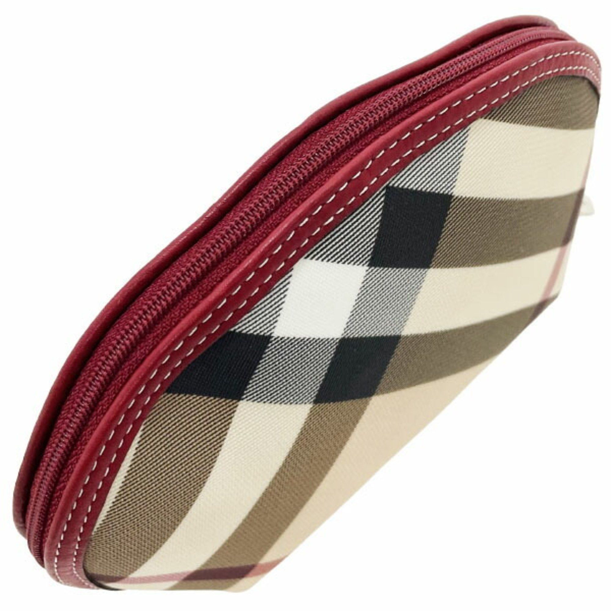Burberry Burberry London Pouch Check PVC Beige Multicolor Red BURBERRY LONDON Pattern Tick NN-14903 Size ONE SIZE - 4 Thumbnail