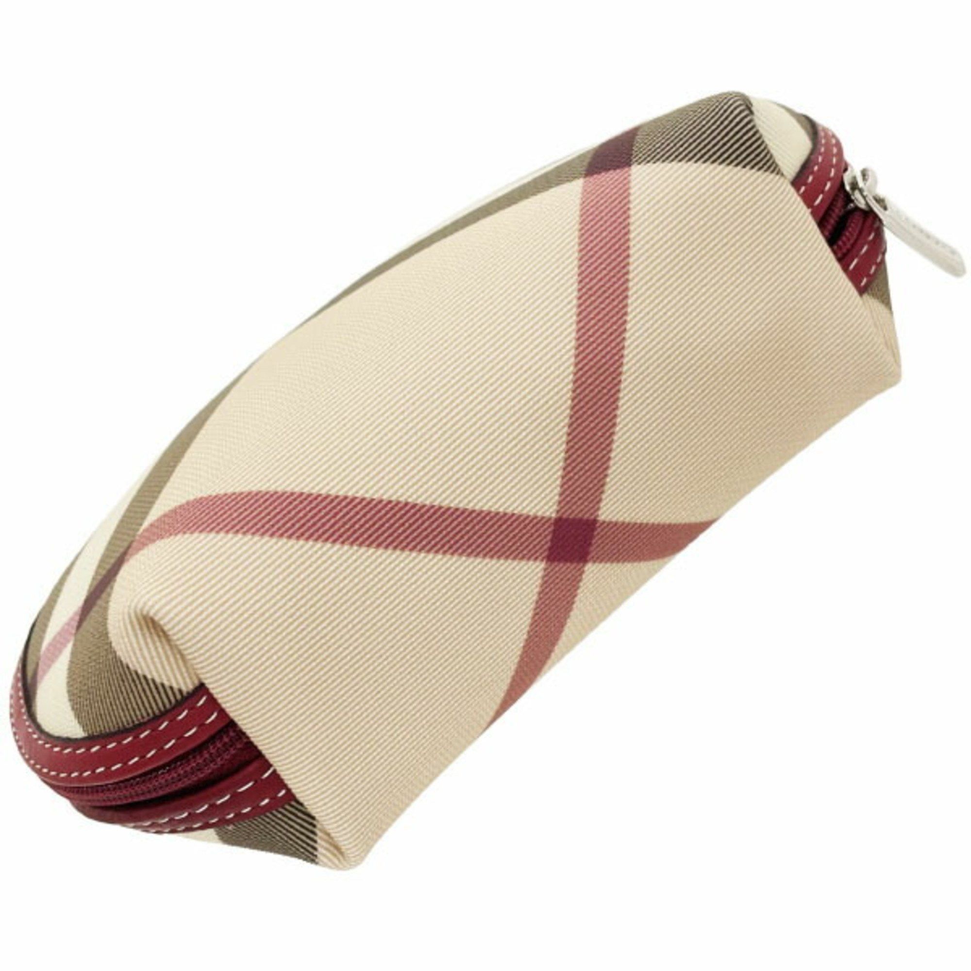 Burberry Burberry London Pouch Check PVC Beige Multicolor Red BURBERRY LONDON Pattern Tick NN-14903 Size ONE SIZE - 3 Thumbnail