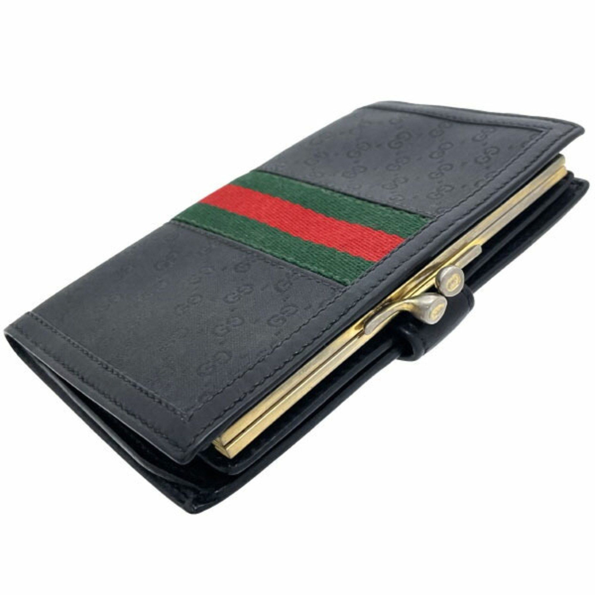 Gucci Gucci Wallet Shelly PVC Leather Black 035 904 GUCCI GG Old Webbing Line Bi-fold YY-14698 Size ONE SIZE - 3 Thumbnail