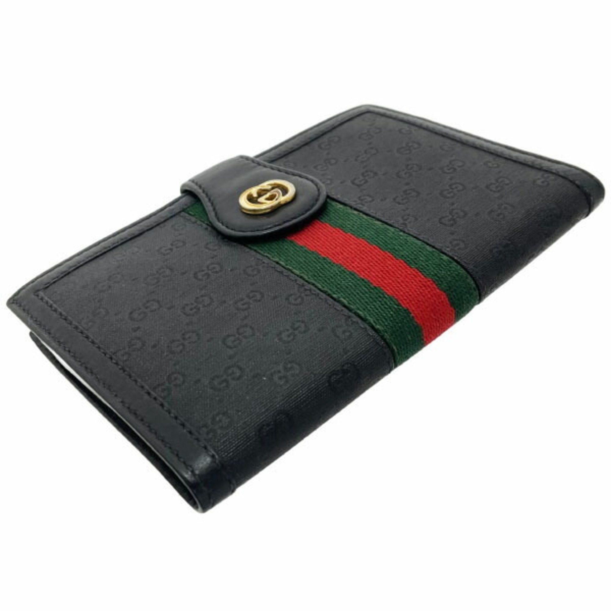 Gucci Gucci Wallet Shelly PVC Leather Black 035 904 GUCCI GG Old Webbing Line Bi-fold YY-14698 Size ONE SIZE - 4 Thumbnail