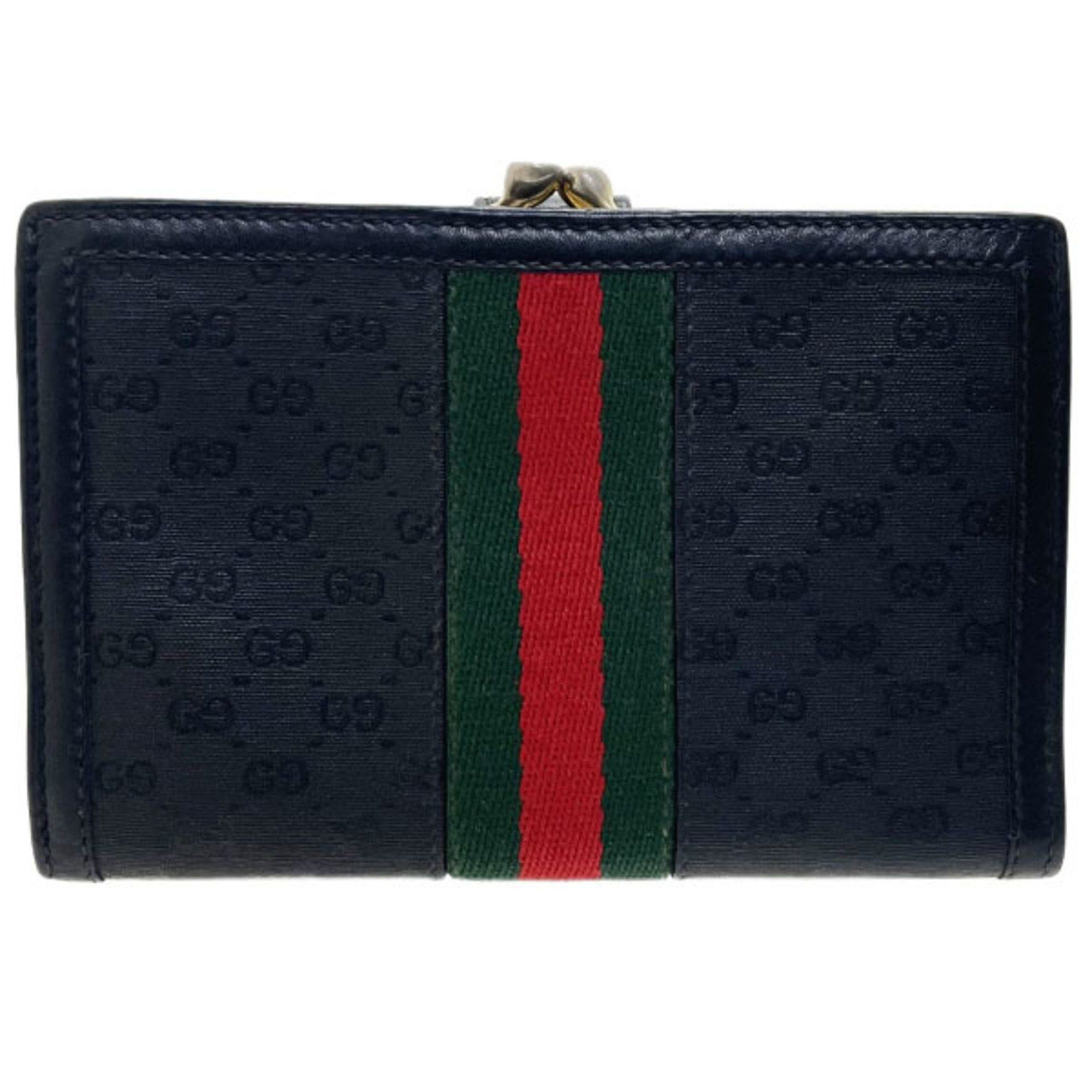 Gucci Gucci Wallet Shelly PVC Leather Black 035 904 GUCCI GG Old Webbing Line Bi-fold YY-14698 Size ONE SIZE - 2 Thumbnail