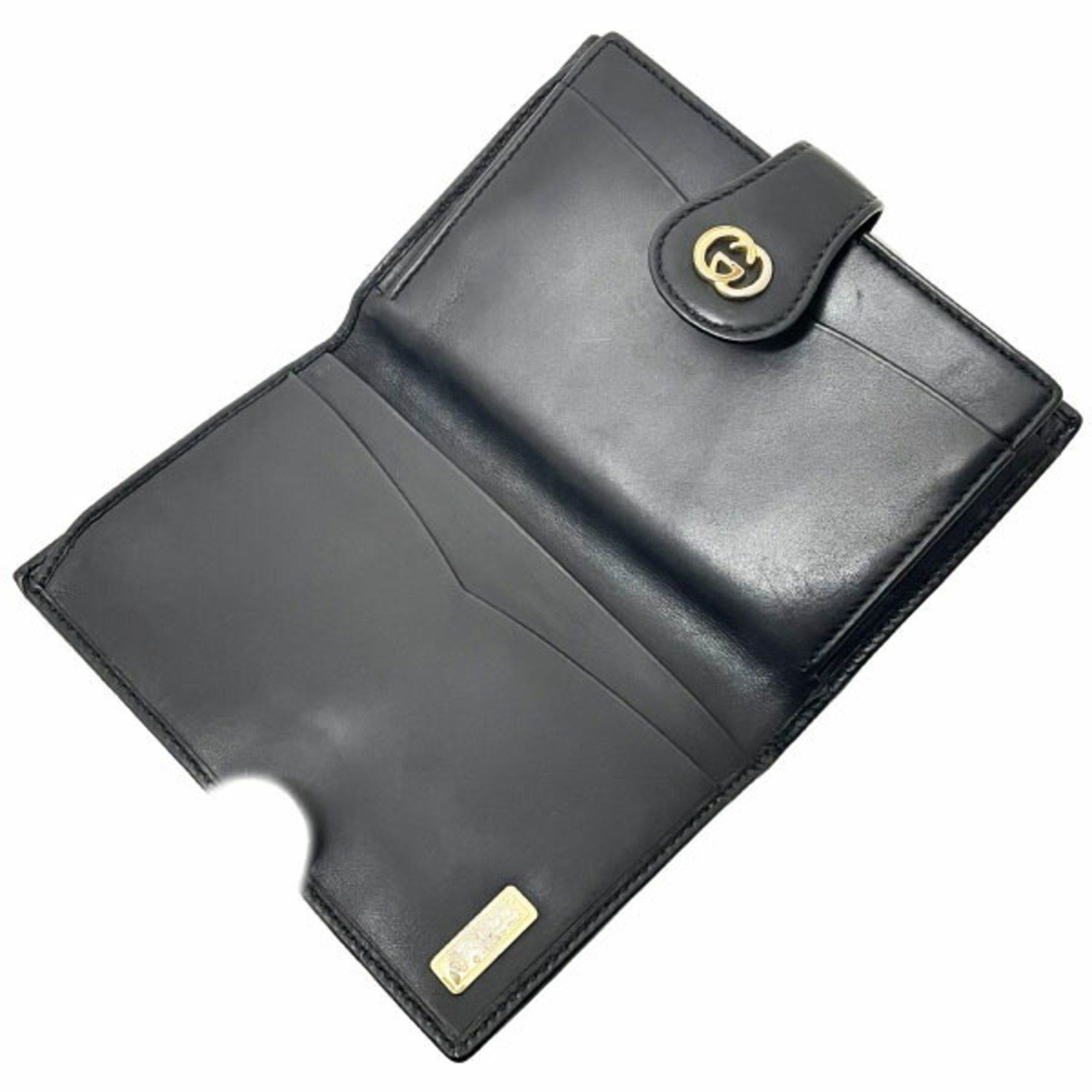 Gucci Gucci Wallet Shelly PVC Leather Black 035 904 GUCCI GG Old Webbing Line Bi-fold YY-14698 Size ONE SIZE - 8 Thumbnail