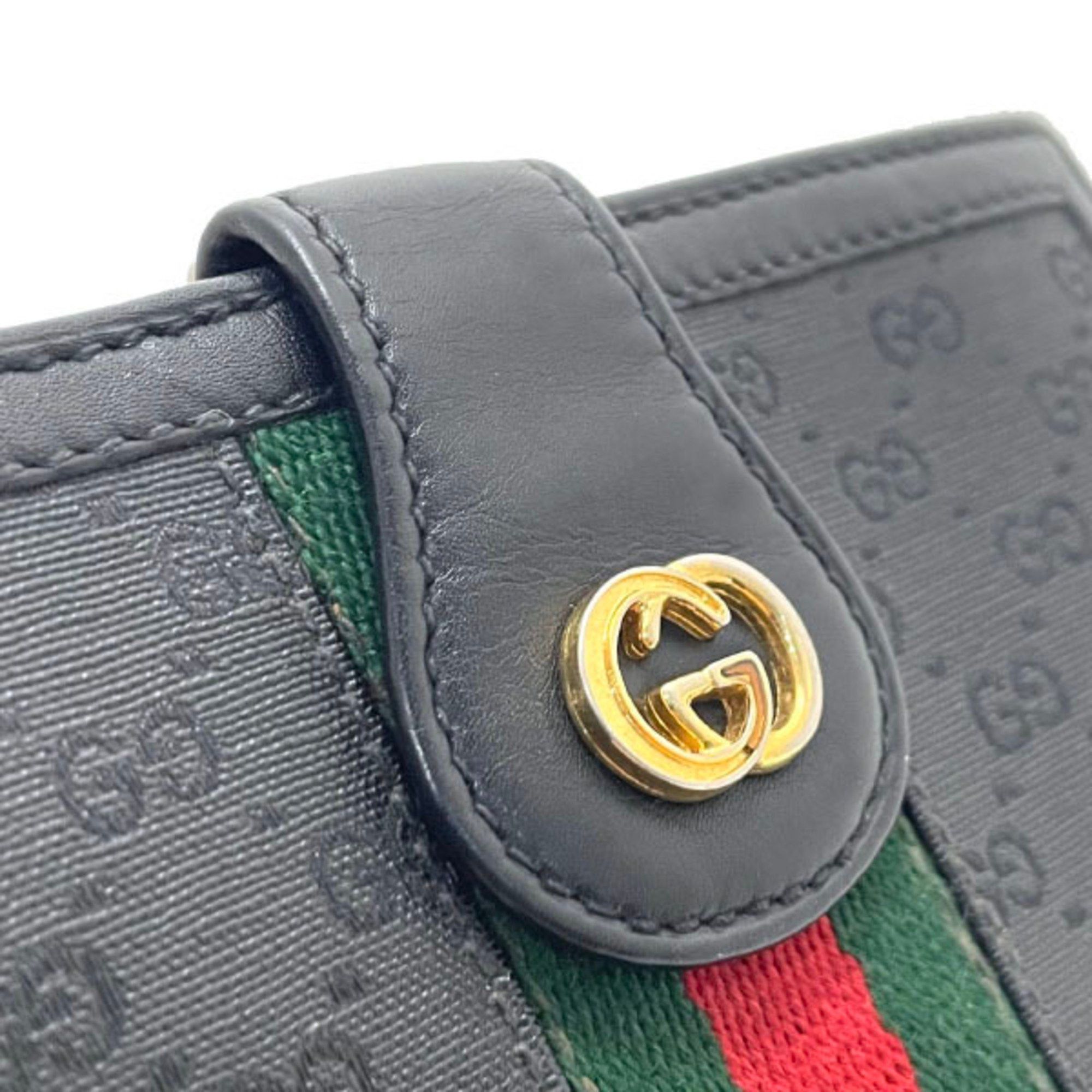 Gucci Gucci Wallet Shelly PVC Leather Black 035 904 GUCCI GG Old Webbing Line Bi-fold YY-14698 Size ONE SIZE - 5 Thumbnail