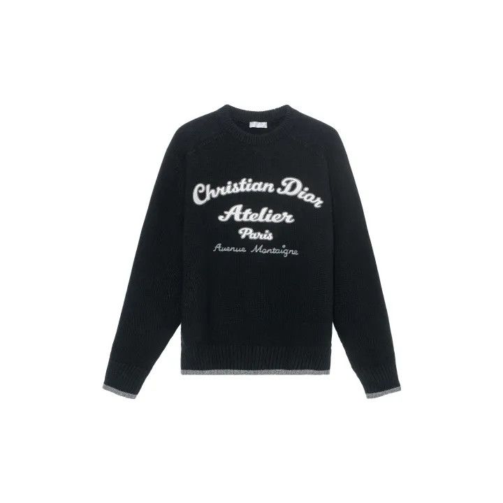 Dior Dior Black Wool Logo Sweater for Men 0079 Size US XL / EU 56 / 4 - 2 Thumbnail