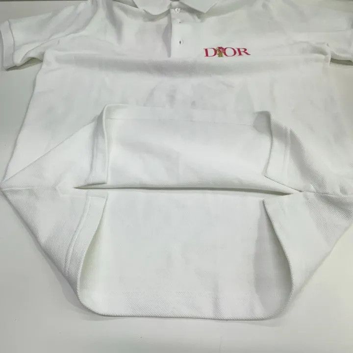 Dior Dior Logo Embroidered White Polo Shirt 0079 Size US XS / EU 42 / 0 - 9 Thumbnail