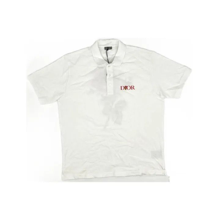 Dior Dior Logo Embroidered White Polo Shirt 0079 Size US XXL / EU 58 / 5 - 2 Thumbnail