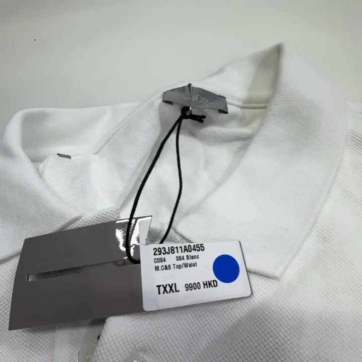 Dior Dior Logo Embroidered White Polo Shirt 0079 Size US XXL / EU 58 / 5 - 5 Thumbnail