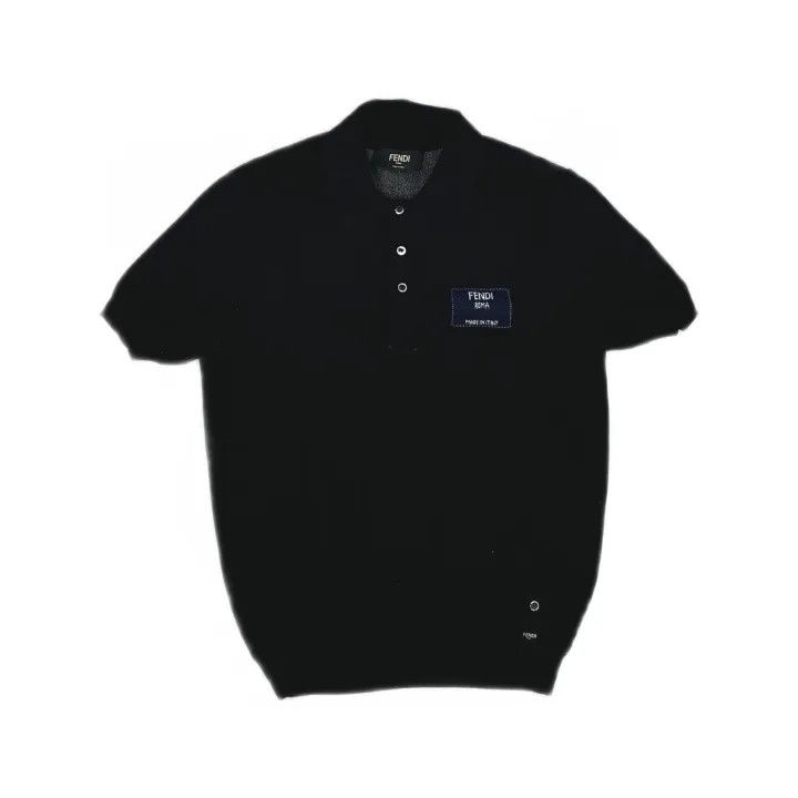 Fendi Fendi SS22 Solid Logo Short Sleeve Polo 0079 Size US M / EU 48-50 / 2 - 2 Thumbnail