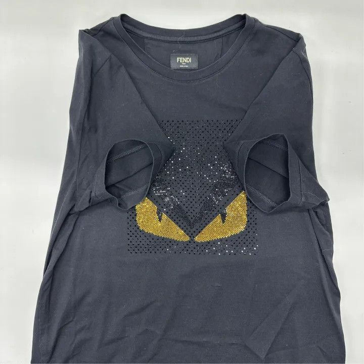 Fendi Fendi Black Monster Eyes Embroidered T-shirt 0079 Size US L / EU 52-54 / 3 - 10 Thumbnail