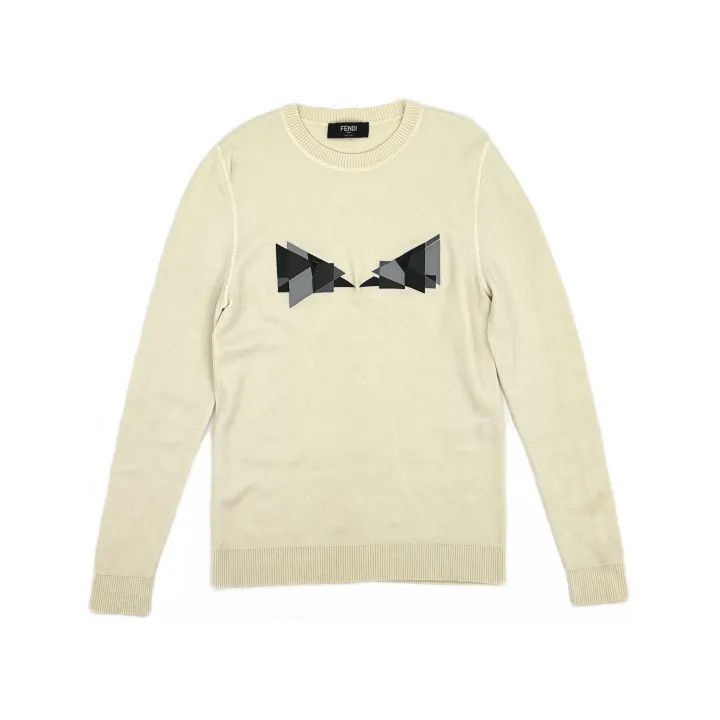Fendi FENDI White Devil Eyes Pattern Sweater 0079 Size US M / EU 48-50 / 2 - 2 Thumbnail