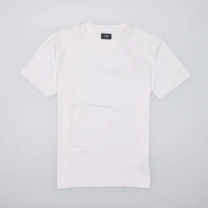 Fendi Fendi White Logo Embroidered Short Sleeve T-Shirt 0079 Size US M / EU 48-50 / 2 - 2 Thumbnail