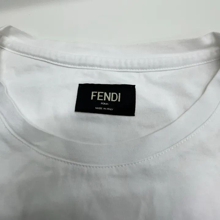 Fendi Fendi White Logo Embroidered Short Sleeve T-Shirt 0079 Size US M / EU 48-50 / 2 - 12 Thumbnail
