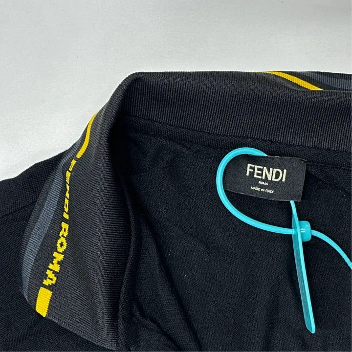 Fendi Fendi Black Logo Print Short Sleeve Polo Shirt 0079 Size US XS / EU 42 / 0 - 2 Thumbnail