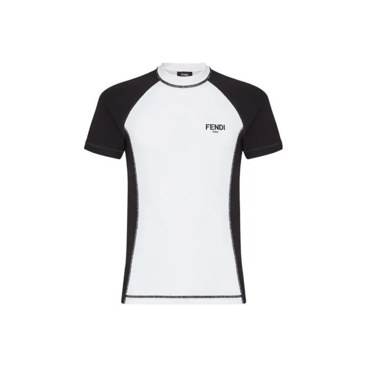 Fendi FENDI Logo Print Colorblock Short Sleeve T-shirt 0079 Size US M / EU 48-50 / 2 - 2 Thumbnail