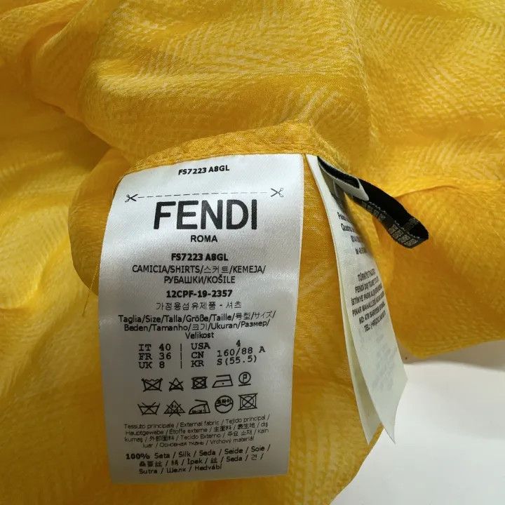 Fendi Fendi Sheer Yellow Silk Shirt 0079 Size US M / EU 48-50 / 2 - 3 Thumbnail