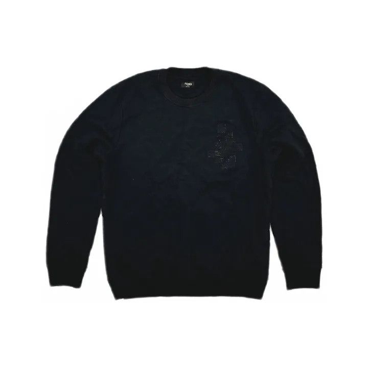 Fendi Fendi Black Printed Long Sleeve Sweater for Men 0079 Size US L / EU 52-54 / 3 - 2 Thumbnail