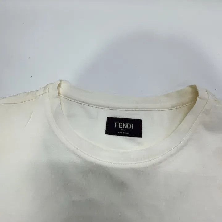 Fendi Fendi White Embroidered Cotton Crew Neck T-Shirt 0079 Size US M / EU 48-50 / 2 - 7 Thumbnail