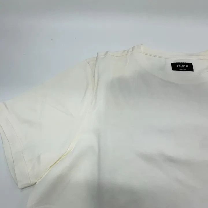 Fendi Fendi White Embroidered Cotton Crew Neck T-Shirt 0079 Size US M / EU 48-50 / 2 - 9 Thumbnail