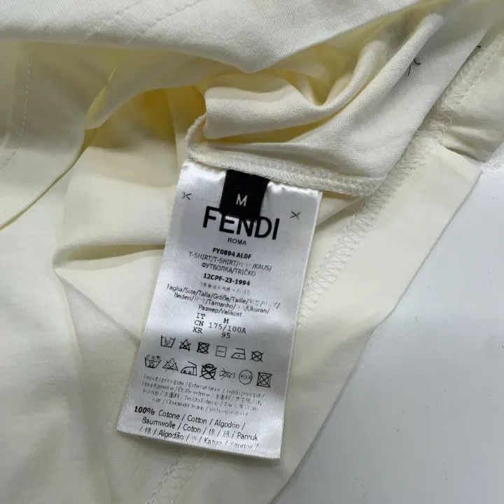 Fendi Fendi White Embroidered Cotton Crew Neck T-Shirt 0079 Size US M / EU 48-50 / 2 - 5 Thumbnail