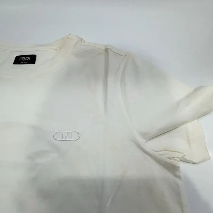 Fendi Fendi White Embroidered Cotton Crew Neck T-Shirt 0079 Size US M / EU 48-50 / 2 - 8 Thumbnail