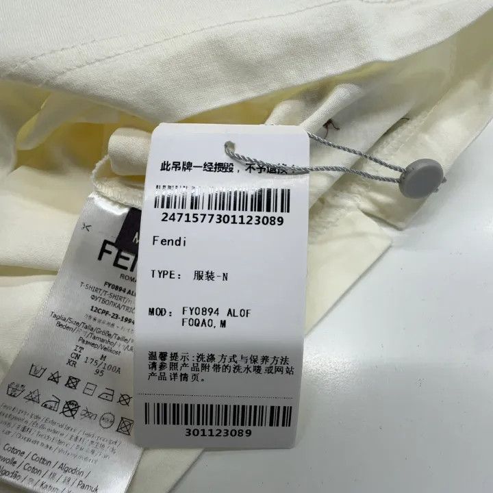 Fendi Fendi White Embroidered Cotton Crew Neck T-Shirt 0079 Size US M / EU 48-50 / 2 - 4 Thumbnail