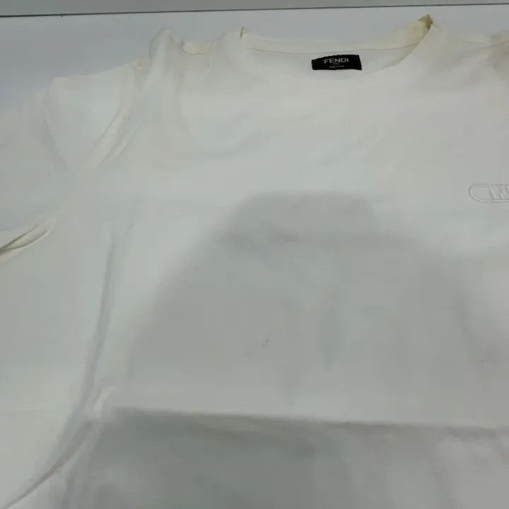 Fendi Fendi White Embroidered Cotton Crew Neck T-Shirt 0079 Size US M / EU 48-50 / 2 - 11 Thumbnail