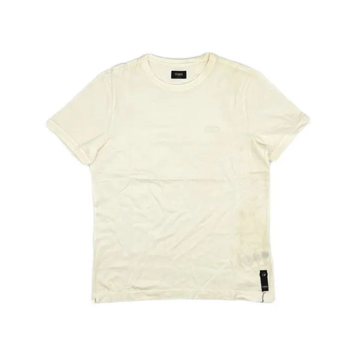 Fendi Fendi White Embroidered Cotton Crew Neck T-Shirt 0079 Size US M / EU 48-50 / 2 - 2 Thumbnail