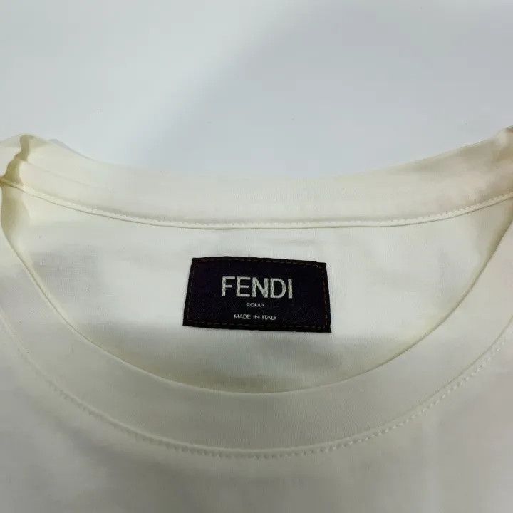 Fendi Fendi White Embroidered Cotton Crew Neck T-Shirt 0079 Size US M / EU 48-50 / 2 - 6 Thumbnail