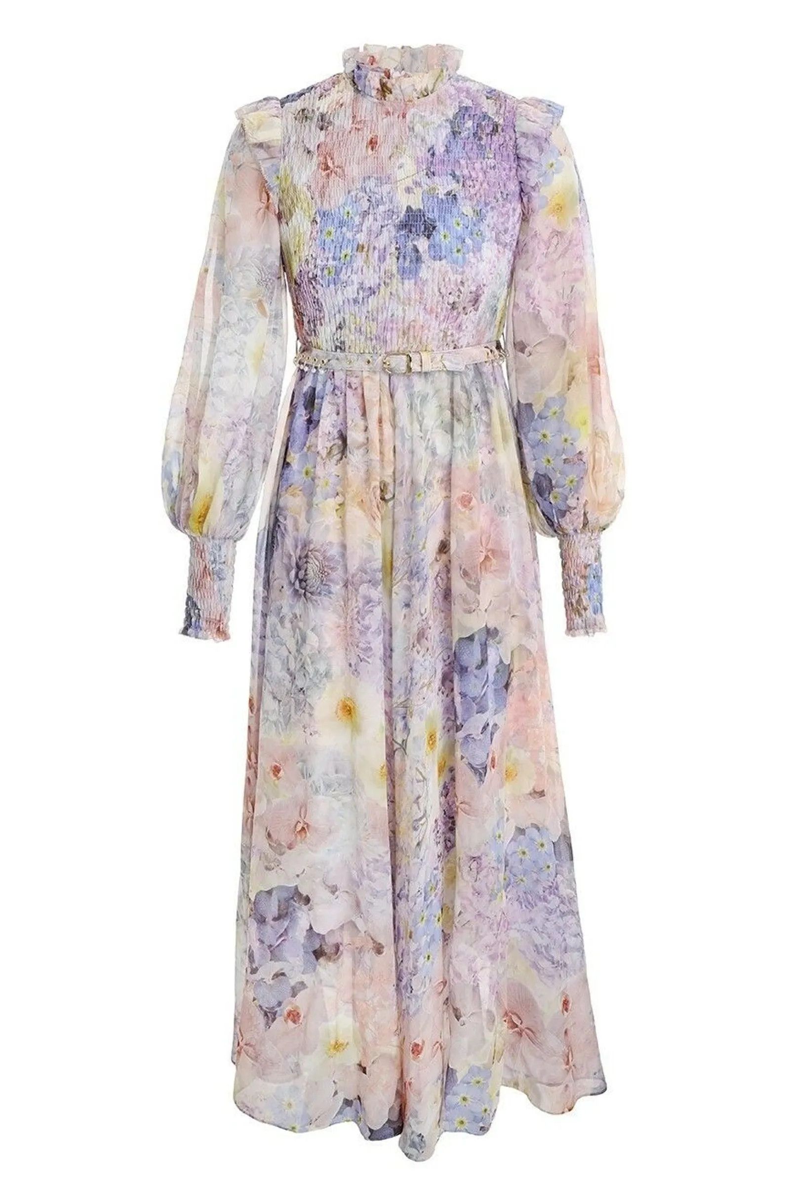 Zimmermann Zimmermann Rhythmic Shirred Midi Dress Citris Garden Dress Size S / US 4 / IT 40 - 4 Thumbnail