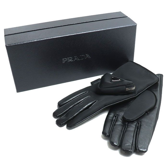 Prada Prada Prada Triangle Logo Leather Gloves Leather Gloves 2GG137 2DW1 F0002 DUTY FREE for USA Size ONE SIZE - 9 Thumbnail