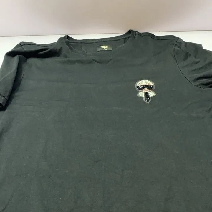 Fendi Fendi Black Short Sleeve T-Shirt with Signature 0079 Size US M / EU 48-50 / 2 - 9 Thumbnail
