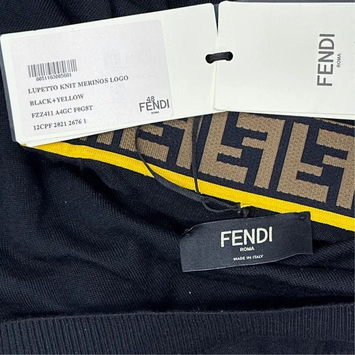 Fendi FENDI Knitted Wool Pullover for Men in Black 0079 Size US M / EU 48-50 / 2 - 3 Thumbnail