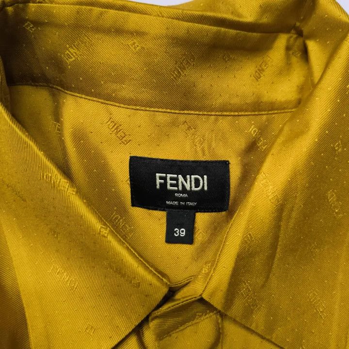 Fendi FENDI Yellow Logo Long Sleeve Shirt 0079 Size US M / EU 48-50 / 2 - 4 Thumbnail