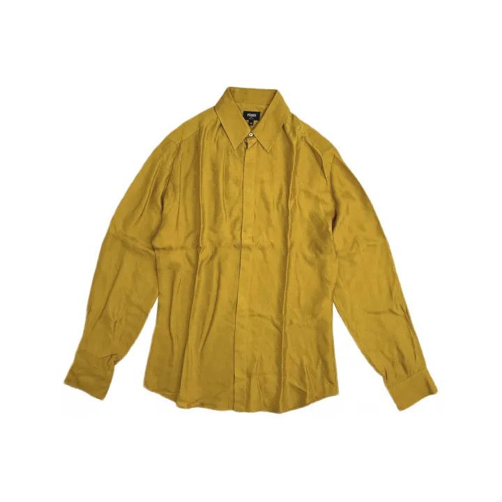 Fendi FENDI Yellow Logo Long Sleeve Shirt 0079 Size US M / EU 48-50 / 2 - 2 Thumbnail