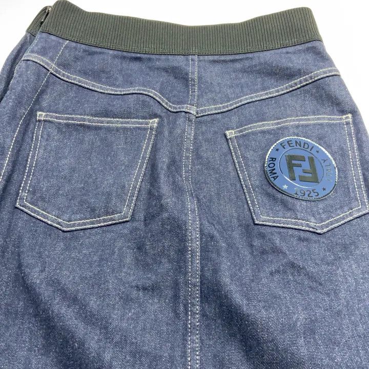 Fendi Fendi Logo Denim Midi Skirt in Blue 0079 Size US 38 / EU 54 - 5 Thumbnail