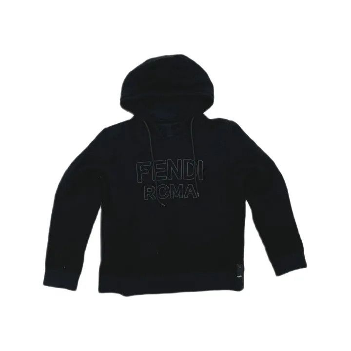 Fendi Fendi Black Logo Hoodie for Men 0079 Size US M / EU 48-50 / 2 - 2 Thumbnail