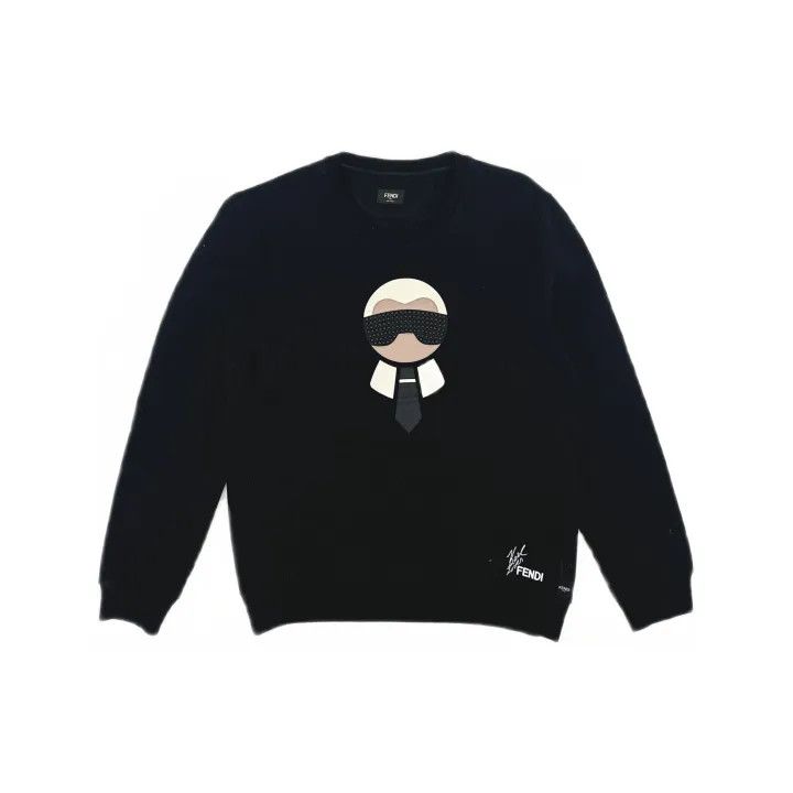 Fendi Fendi Black Graphic Long Sleeve Sweatshirt 0079 Size US L / EU 52-54 / 3 - 2 Thumbnail