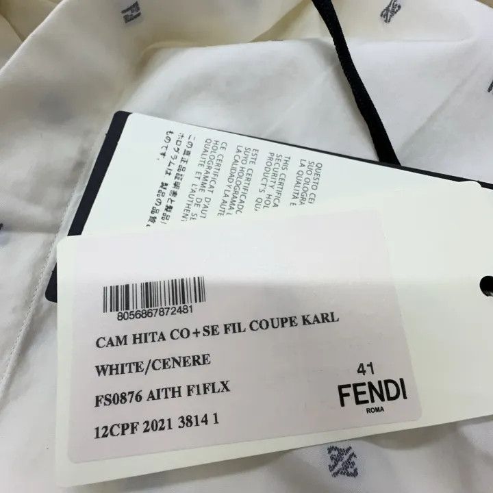 Fendi Fendi SS22 Embroidered Logo Long Sleeve Shirt 0079 Size US M / EU 48-50 / 2 - 4 Thumbnail