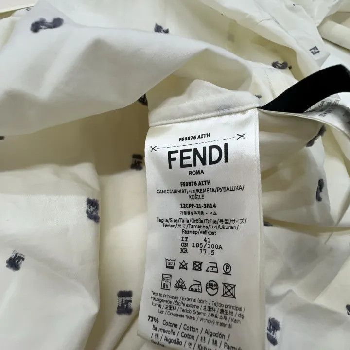Fendi Fendi SS22 Embroidered Logo Long Sleeve Shirt 0079 Size US M / EU 48-50 / 2 - 5 Thumbnail