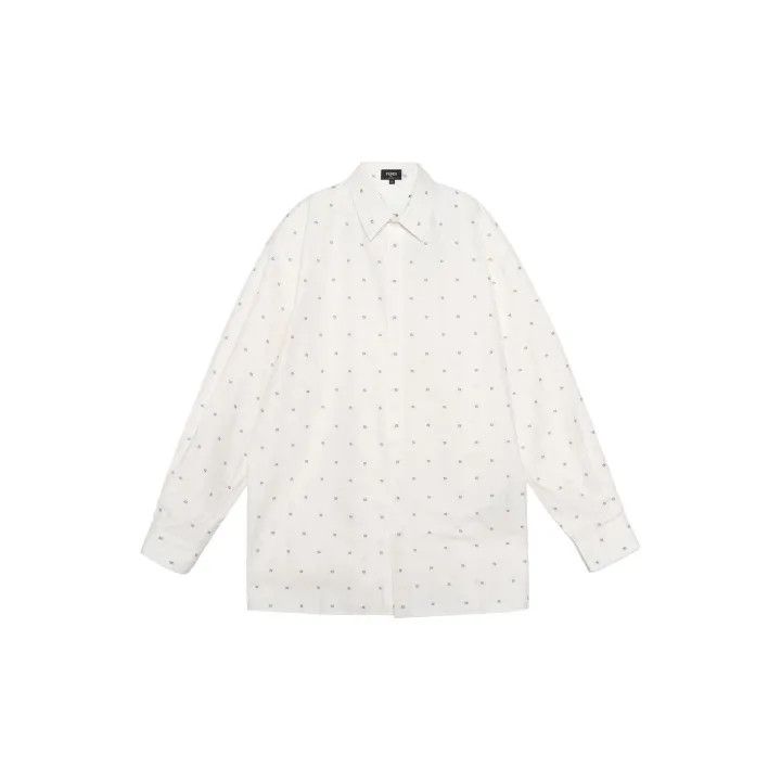 Fendi Fendi SS22 Embroidered Logo Long Sleeve Shirt 0079 Size US M / EU 48-50 / 2 - 2 Thumbnail