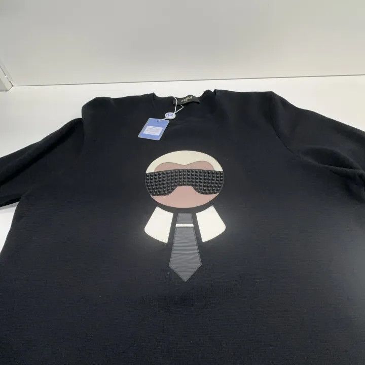 Fendi FENDI Black Long Sleeve Graphic Sweatshirt 0079 Size US XL / EU 56 / 4 - 7 Thumbnail