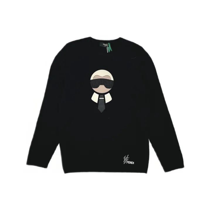 Fendi FENDI Black Long Sleeve Graphic Sweatshirt 0079 Size US XL / EU 56 / 4 - 2 Thumbnail