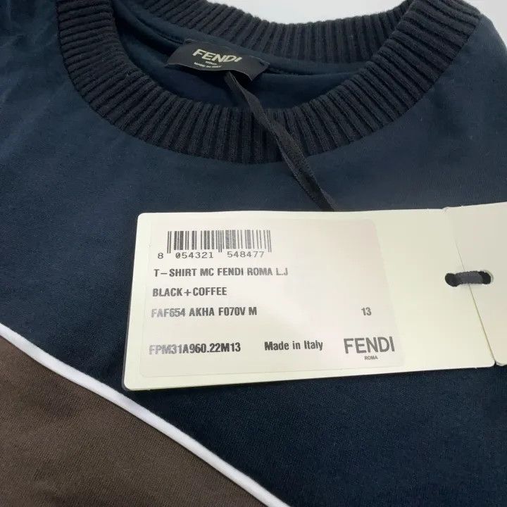 Fendi Fendi Color Block Logo Embroidery Short Sleeve Tee 0079 Size US M / EU 48-50 / 2 - 5 Thumbnail