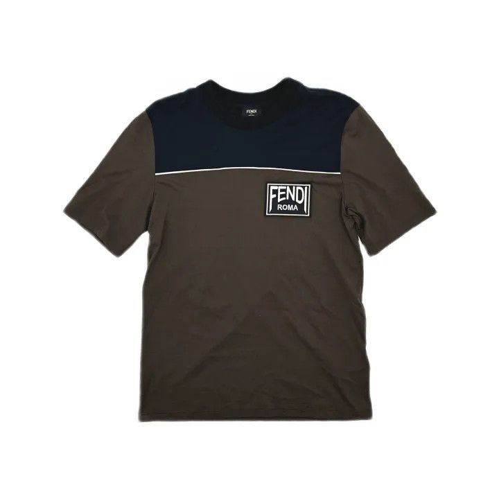 Fendi Fendi Color Block Logo Embroidery Short Sleeve Tee 0079 Size US M / EU 48-50 / 2 - 2 Thumbnail